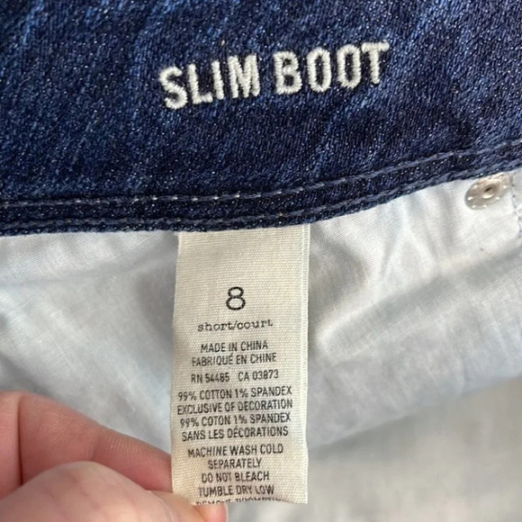 AMERICAN EAGLE Retro Slim Boot Jeans Blue Dark Wash Low Rise 5 Pocket 8 Short - Picture 8 of 11